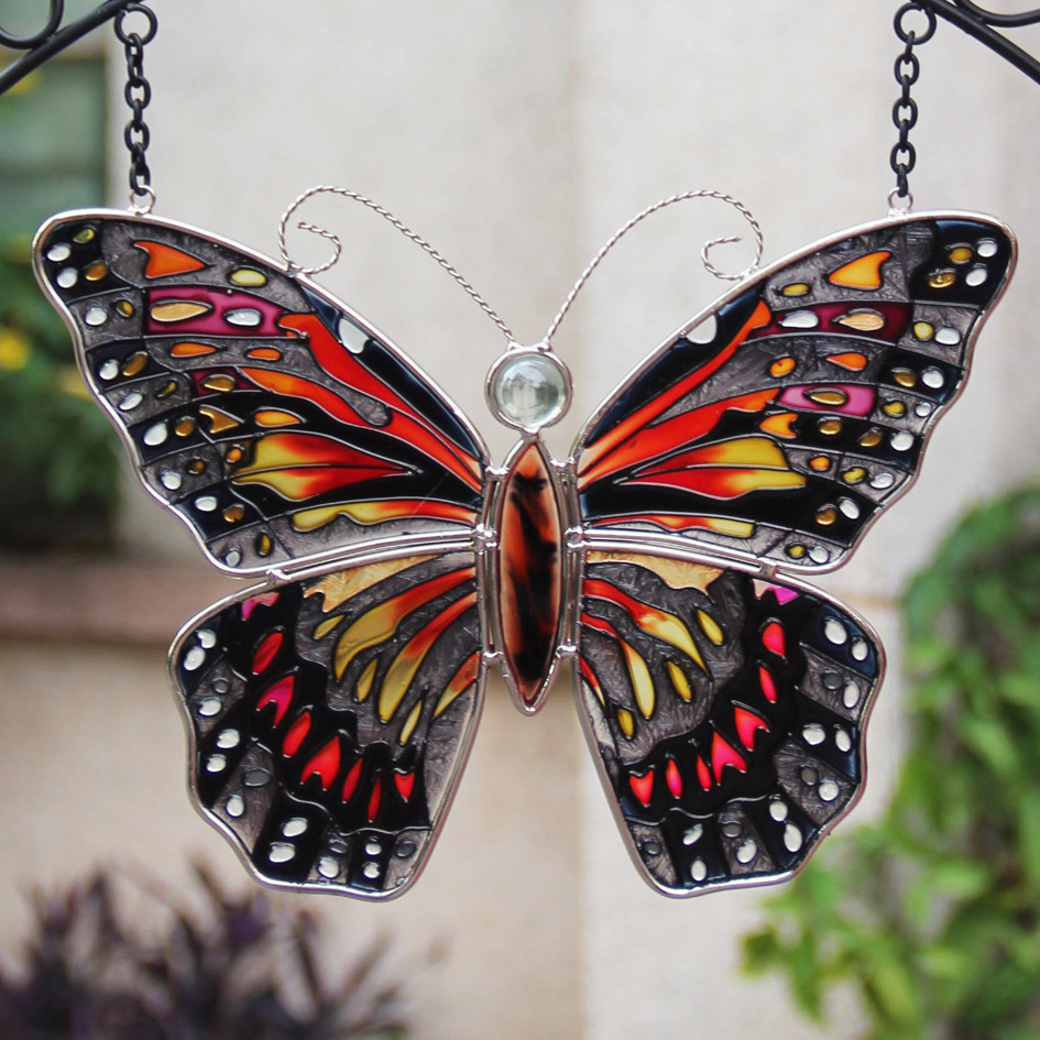 Flying Butterfly Glass Hanging Decoration