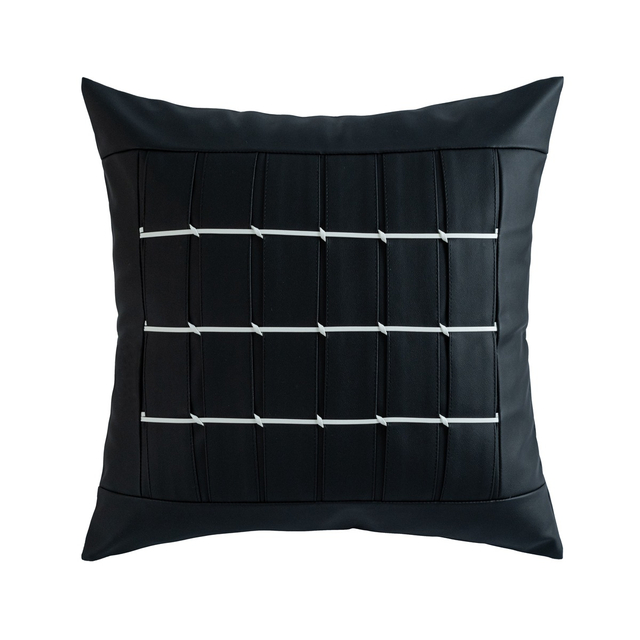 Line Leather Throw Pillows