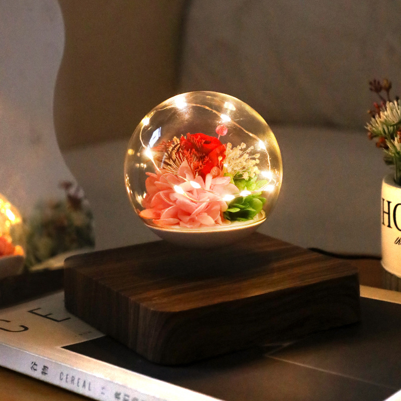 Magnetic Levitation Glass Cover Rose Gift