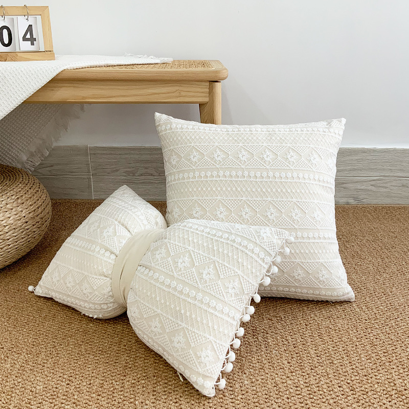 Mesh Lace Bow Tie Throw Pillow 