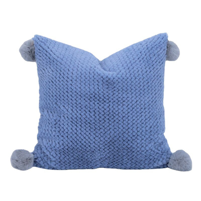Blue Hairball Throw Pillow
