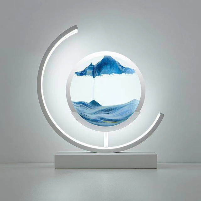 White 3D Sand Painting Table Lamp