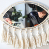 Fringed Wood Mirror Wall Decor