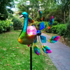 Solar Peacock Wind Spinner Metal Kinetic Garden Decor
