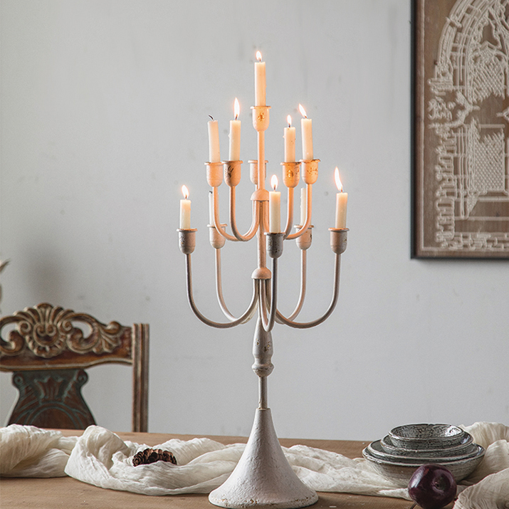 European Vintage Nostalgic White Candle Holder