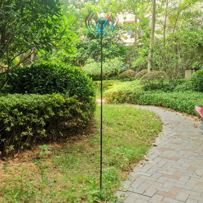 Colorful Tulip Flower Wind Spinner Outdoor Garden Decor