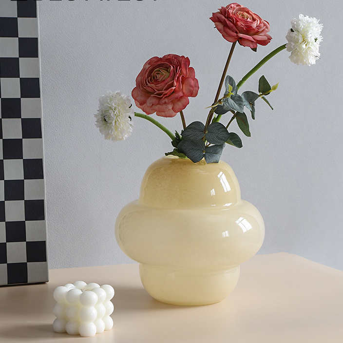 Cream Coloured Mid-vintage Style Glass Vase