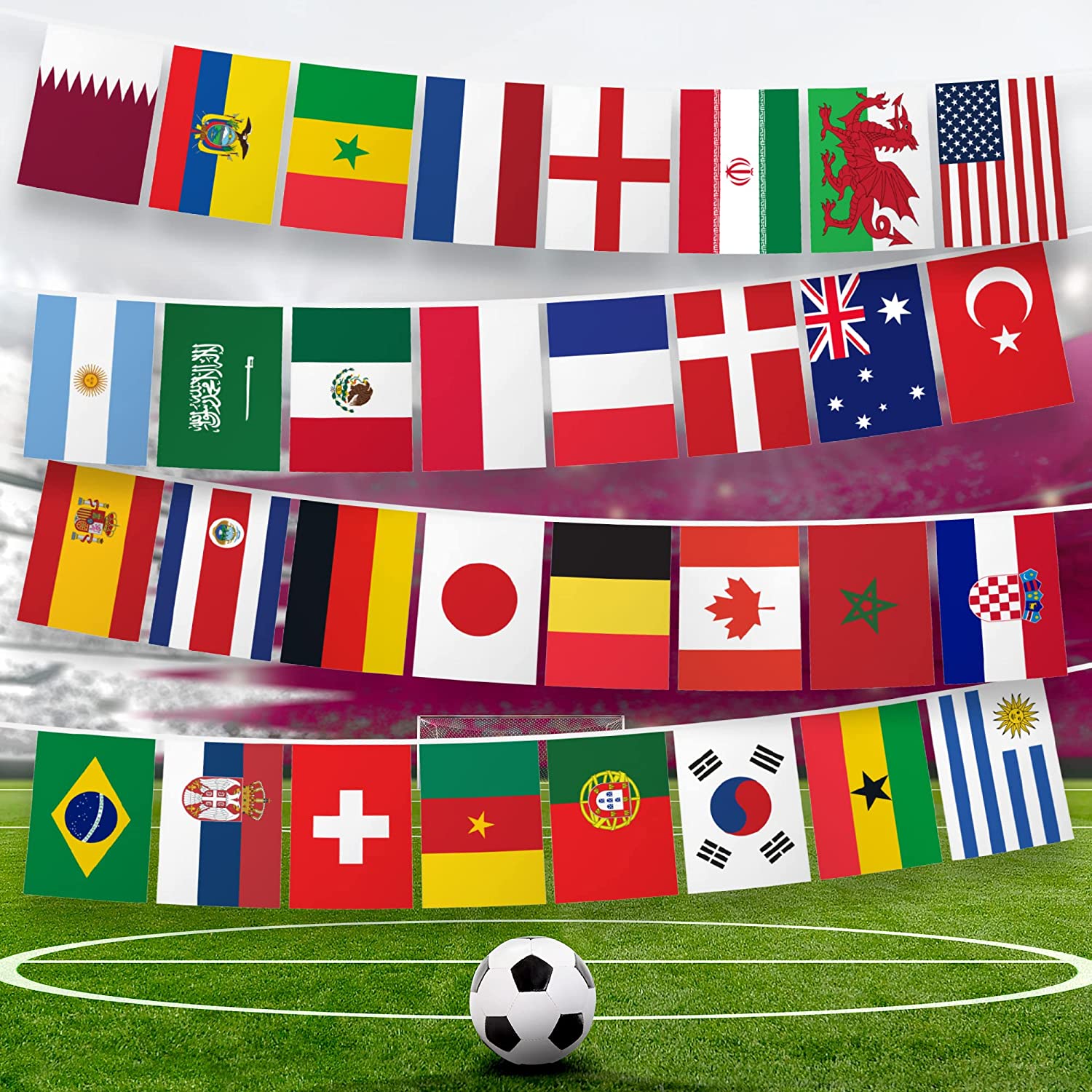 International Countries Flag Bunting Banners for Decorations