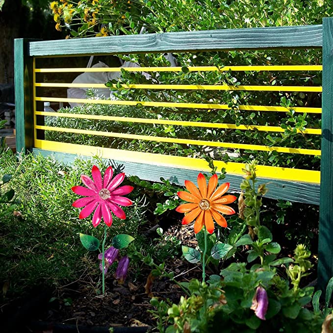 Outdoor Spring Garden Decor Metal Flowers Garden Stakes