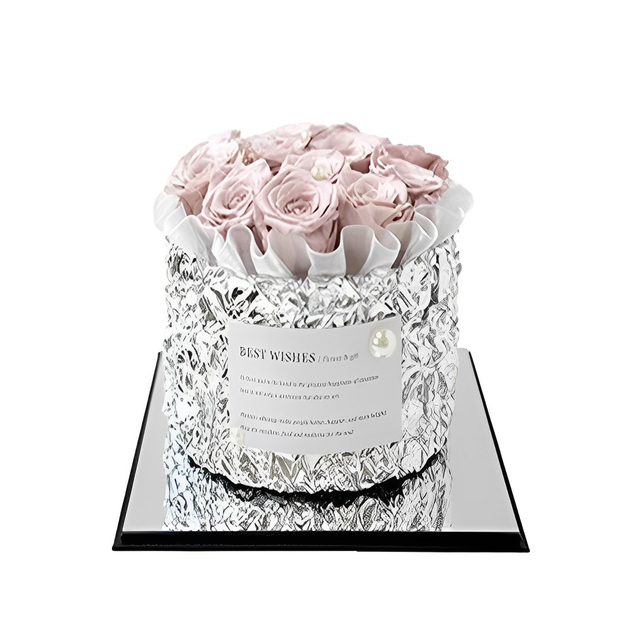 Eternal Flowers Mirror Wrinkled Silver Bucket 