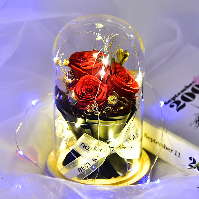 Valentines Day Gifts for Her Eternal Flower Decor with LED Lights