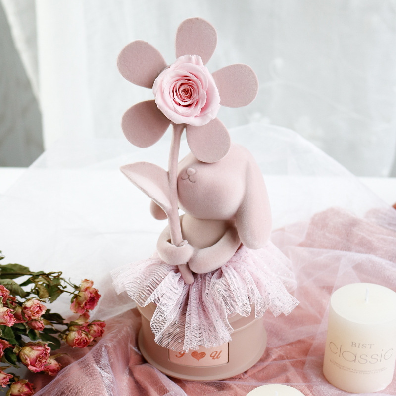 Eternal Flower Rabbit Styling Flocking Doll