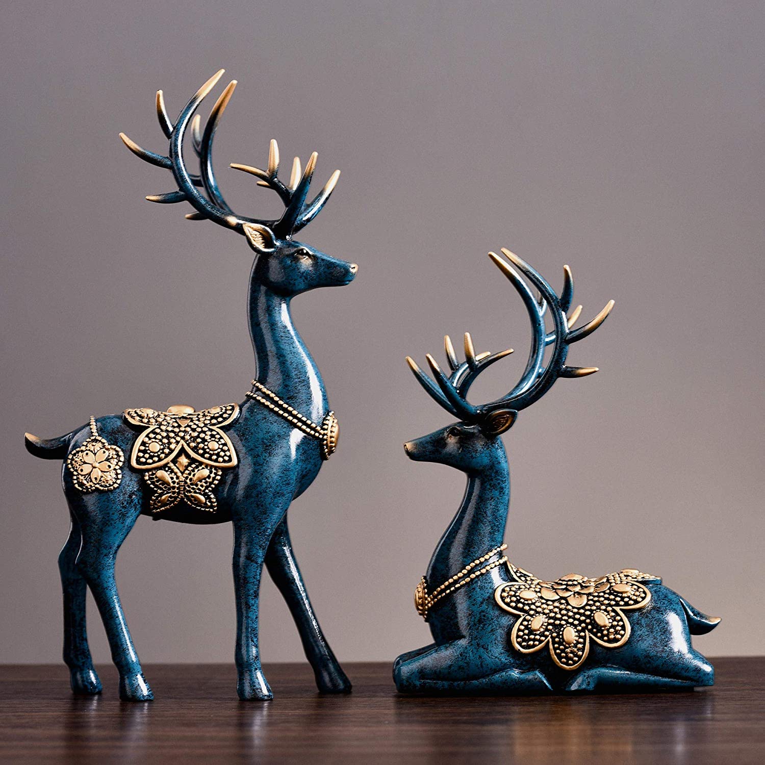 Blue Deer Statues Modern Art Sculpture Home Decor