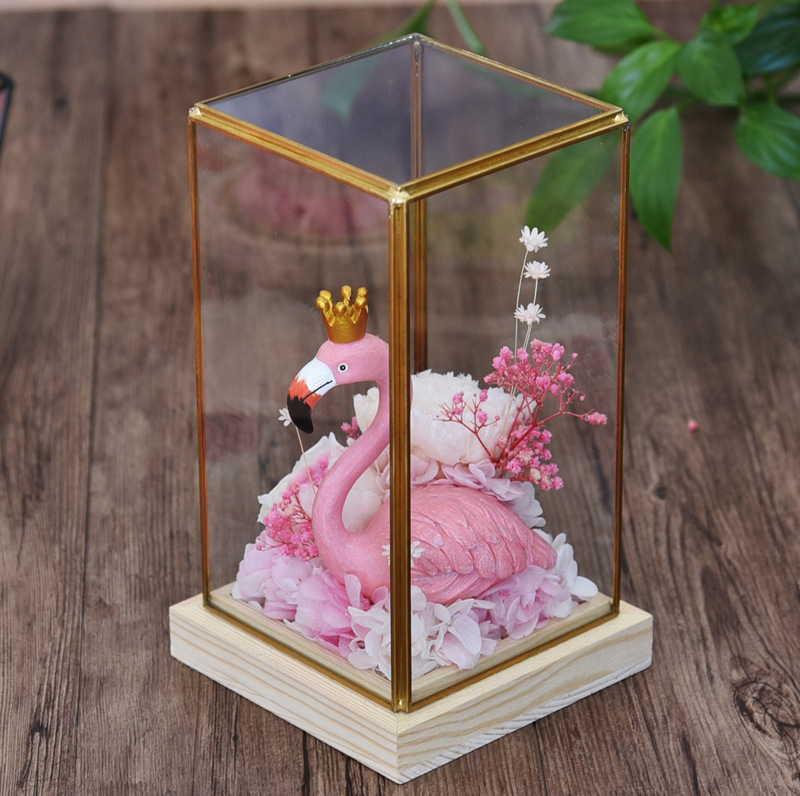Flamingo Preserved Flower Gift Box Home Decor Ornaments