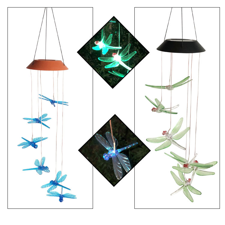 Garden Dragonfly Wind Chimes Outdoor Solar Lights Home Decoration Gifts