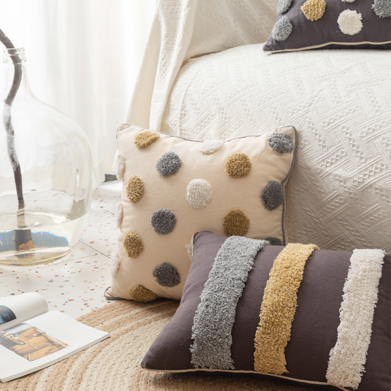 Tufted Embroidered Throw Pillows