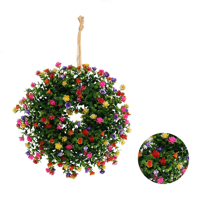 Spring Door Wreath with Camellia Artificial Green Foliage Wreath