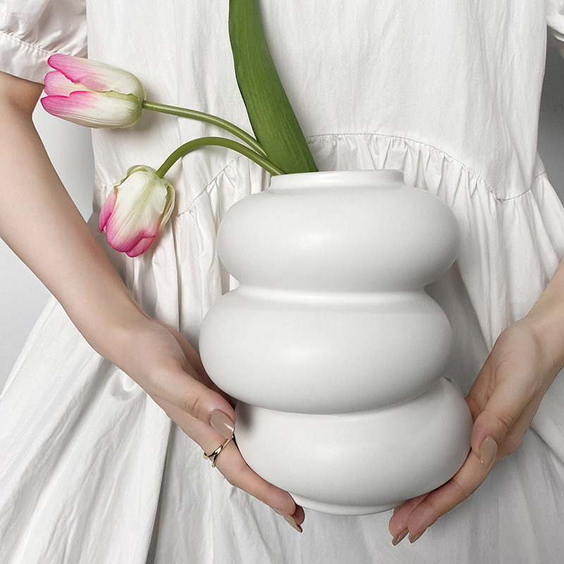 Creamy Ins Style Donut Vase Ceramic