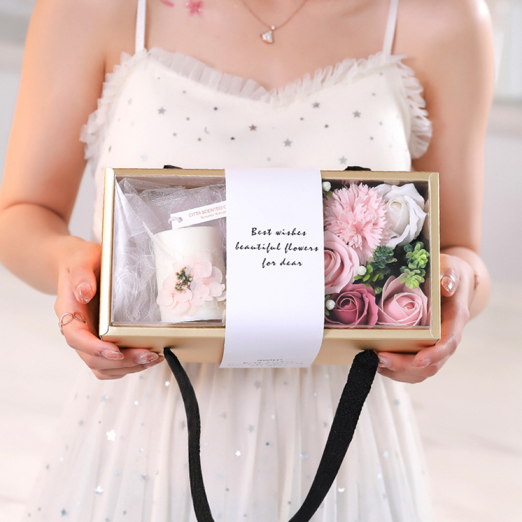 Soap Flower Aromatherapy Candle Gift Set