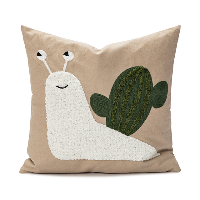 Snail Embroidered Throw Pillows