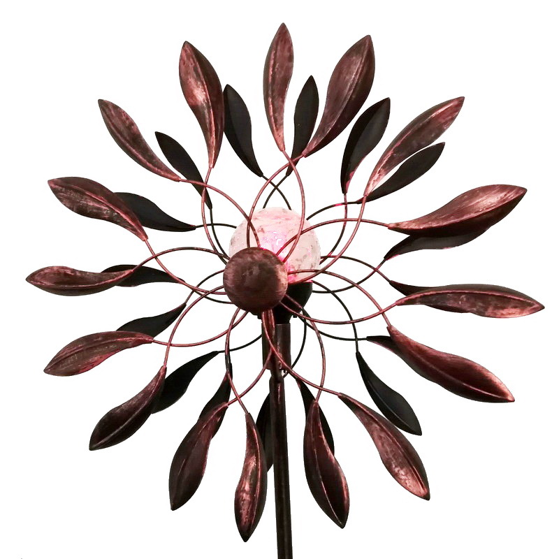 Vintage Bronze Leaves Wind Spinner Outdoor Garden Decor