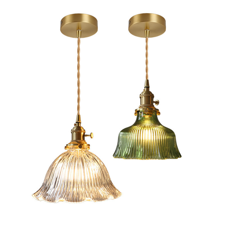 Brass Flower Shaped Glass Chandelier