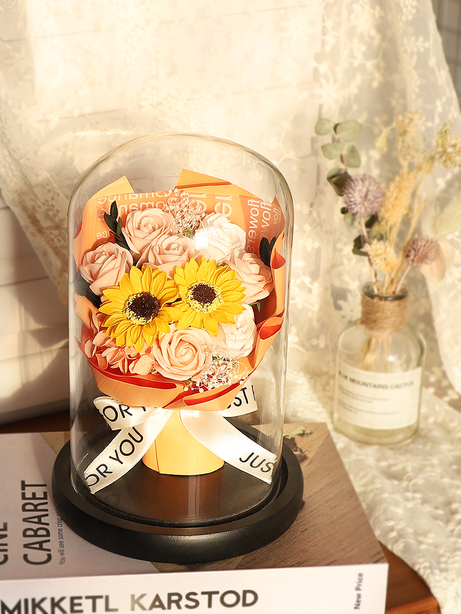 Perpetual Flowers Glass Cover Bouquet