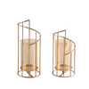 Glass Pillar Candle Holders Gold Decorative Tea Light Candleholders