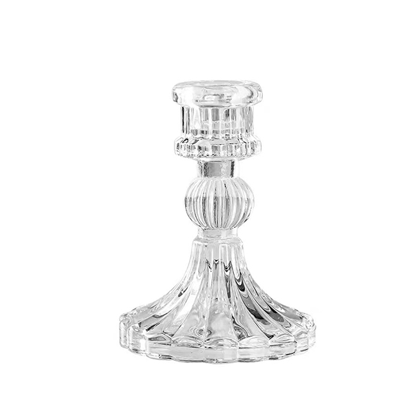 Cut Glass Candlestick Vintage Chic Harlequin Candle Holder