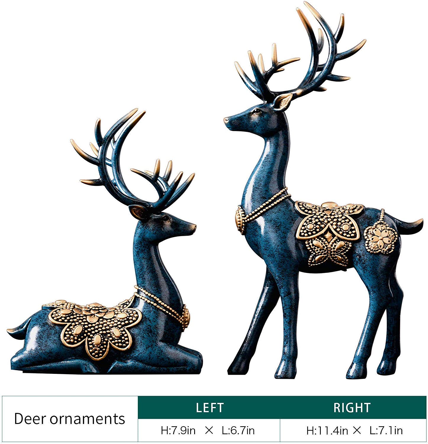 Blue Deer Statues Modern Art Sculpture Home Decor