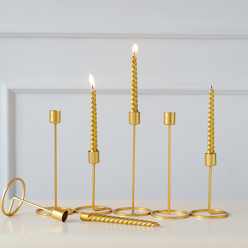 Golden Single Iron Candle Holder
