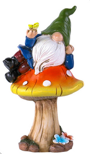Garden Gnome Mushroom Statues Resin Butterfly Decor