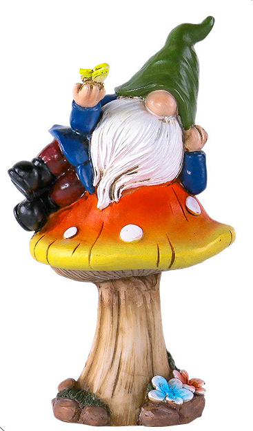 Garden Gnome Mushroom Statues Resin Butterfly Decor