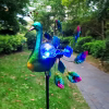 Solar Peacock Wind Spinner Metal Kinetic Garden Decor