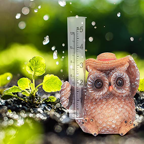 Owl Garden Statue Resin Owl Rain Gauges Outdoor Garden Decor