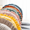 Round Flower Ruffled Edge Throw Pillow
