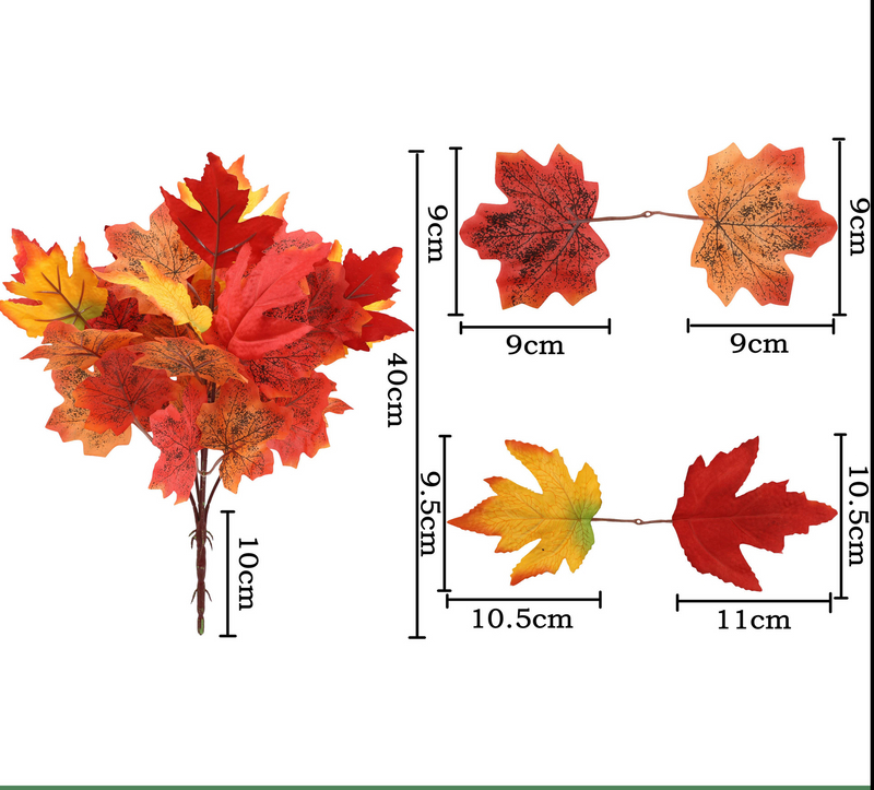 Artificial Maple Leaves Fake Fall Leaves Stems Plants Home Decor
