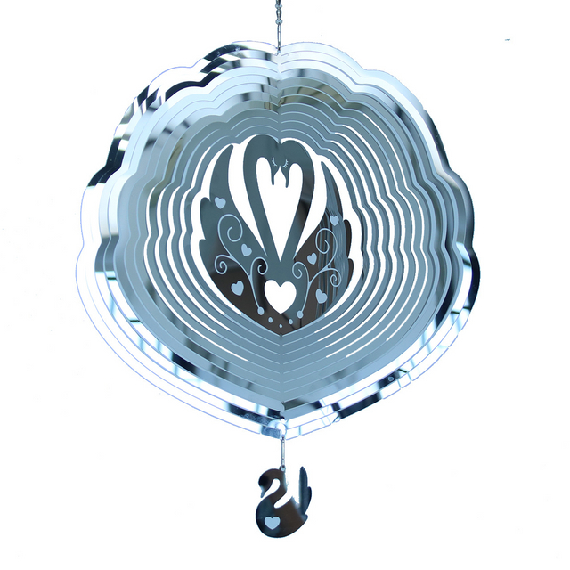Glass Swan Wind Chime Outdoor Garden Decorative