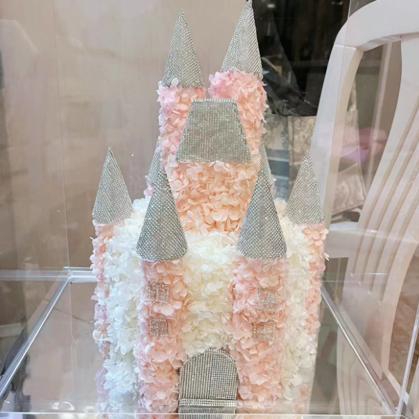 Romantic Pink Castle Eternal Flowers