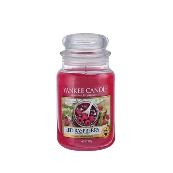 Large Jar Glass Red Raspberry Candle