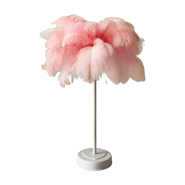 Pink Feather Bedside Lamp Bedroom Decoration