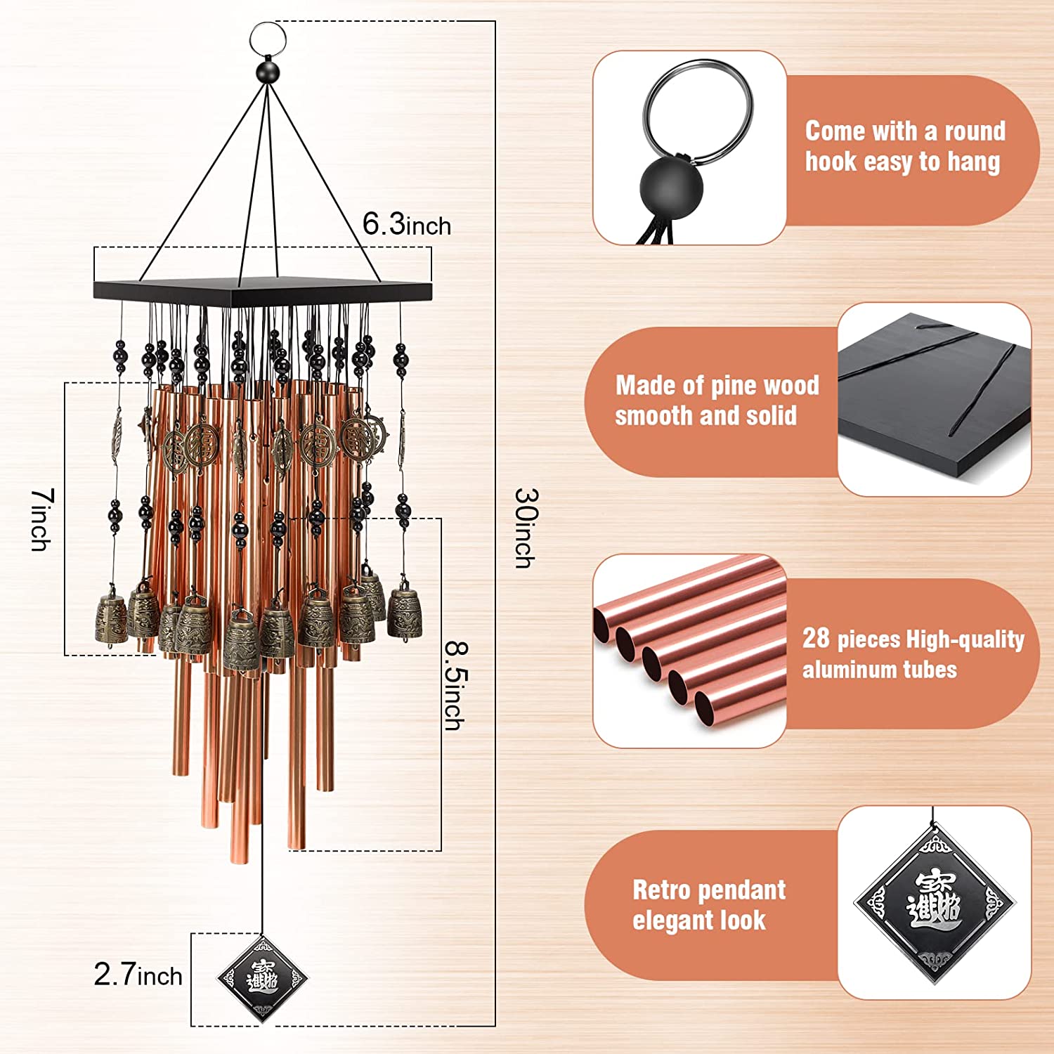 Memorial Sympathy Wind Chimes for Garden Hanging Decor Gifts