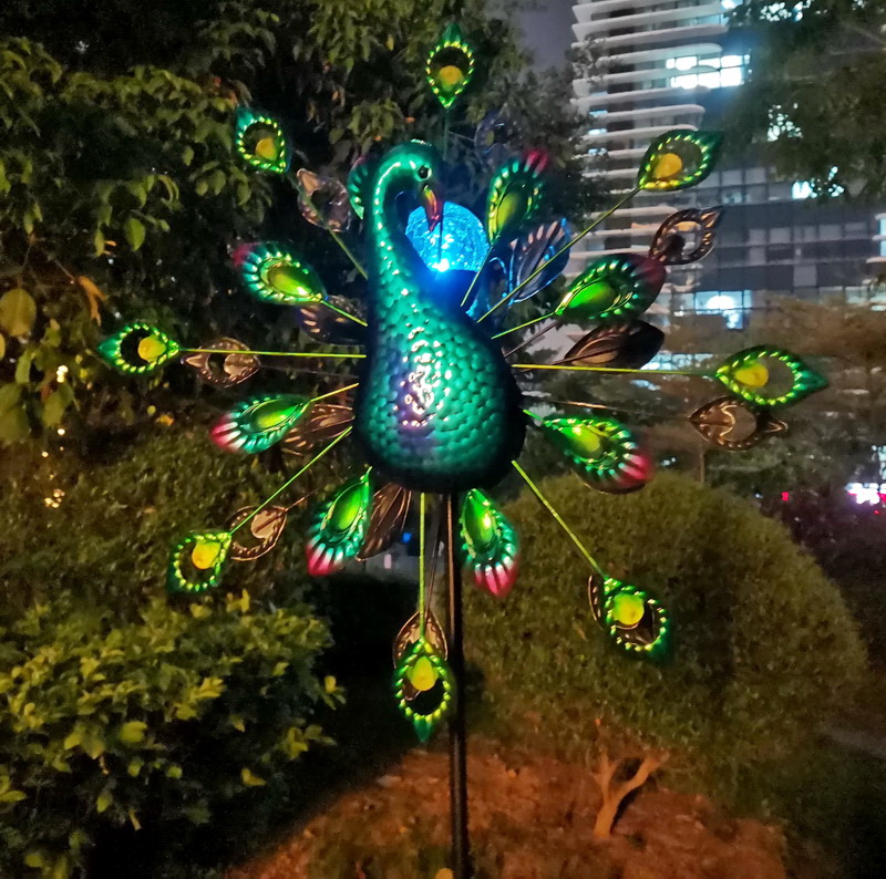 Peacock Display Shape Wind Spinners Dual Direction Decor for Yard