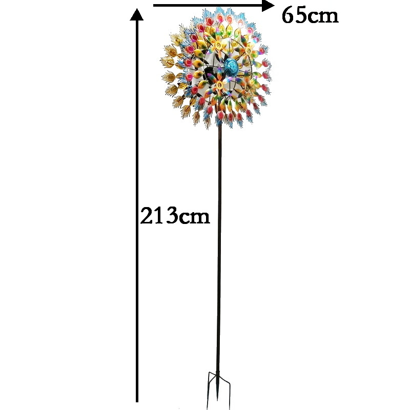 Large Outdoor Metal Peacock Wind Spinner for Yard Garden Decor
