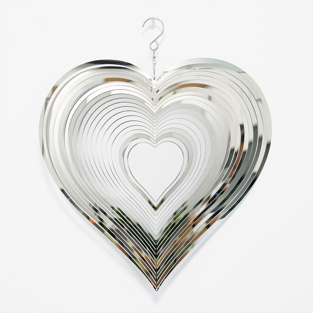 3D Stainless Steel Heart Wind Chimes Garden Decor