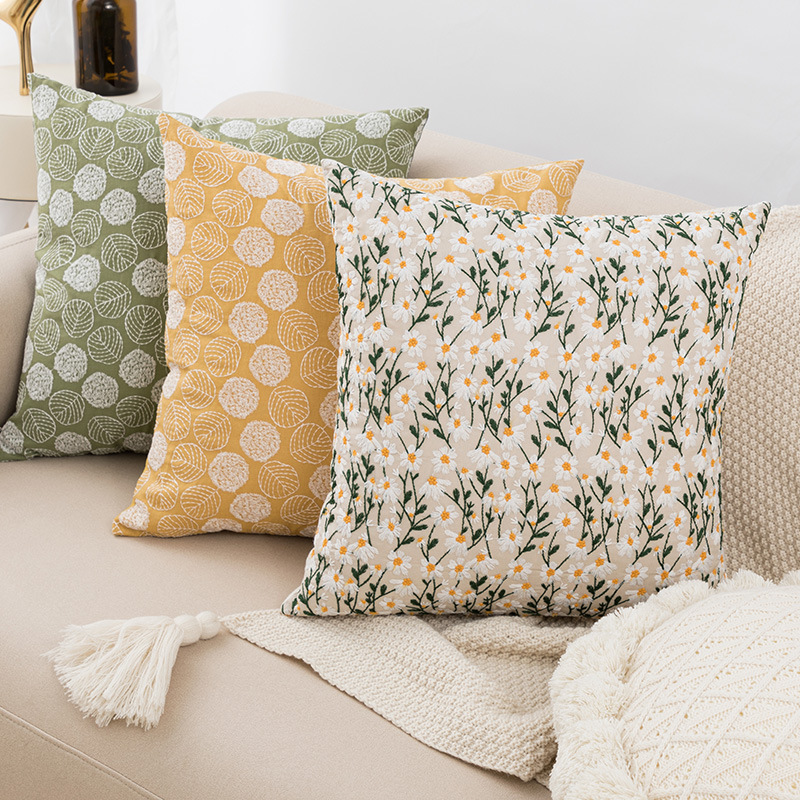 Little Daisy Embroidered Throw Pillow