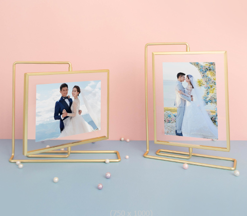 Metal Rotating Double-sided Glass Photo Frame