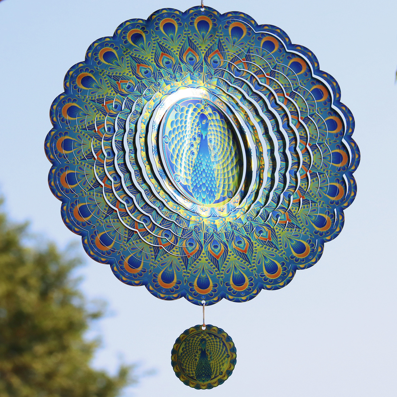 Peacock Glass Wind Chime for Home