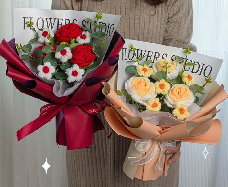 Hand Knitted Rose Bouquet