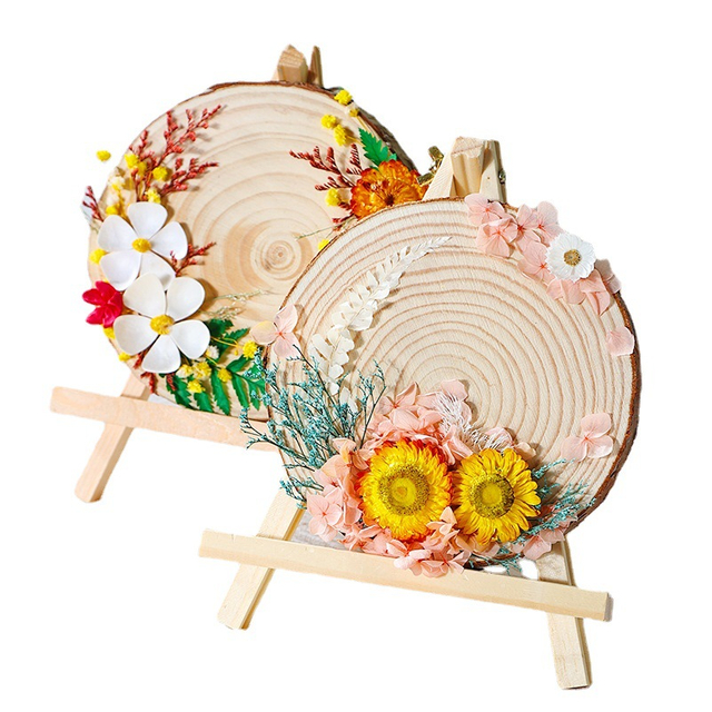 Everlasting Flower Handmade Round Wooden Piece